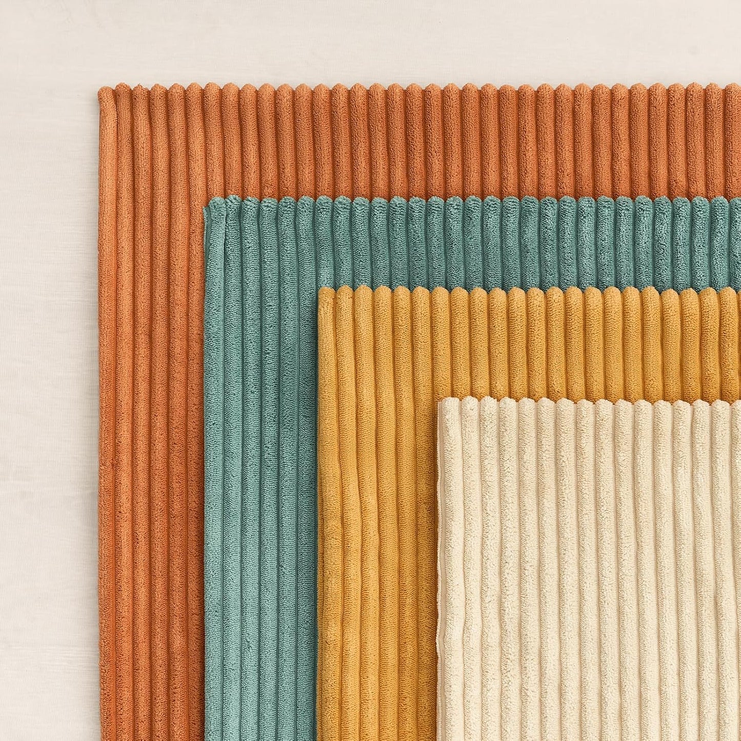 Corduroy Velvet Cushion Covers - Soft Velvet Fabric with Hidden Zipper - Rainbow, 45cm x 45cm (Pack of 4)