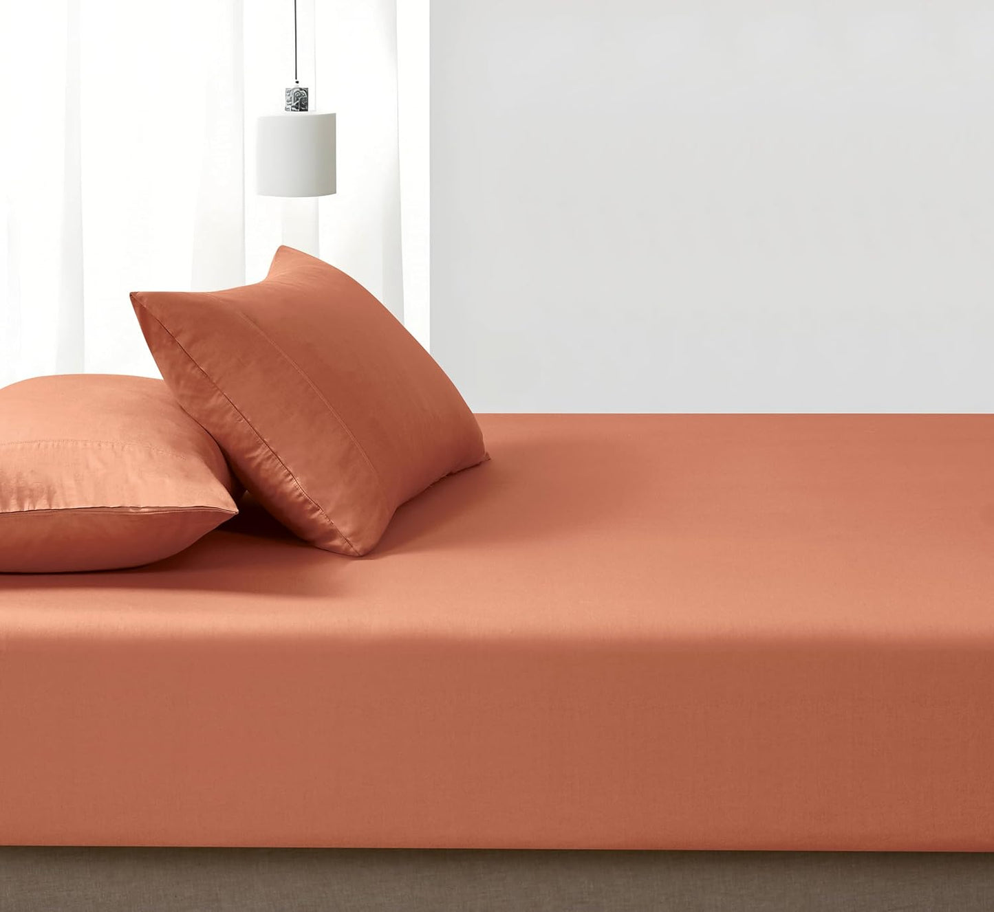 100% Vintage Washed Cotton Fitted Sheet Combo Set – 100% Natural Cotton, Ultra Soft & Breathable – Includes Fitted Sheet & Pillowcases – Machine Washable (Brick, King)