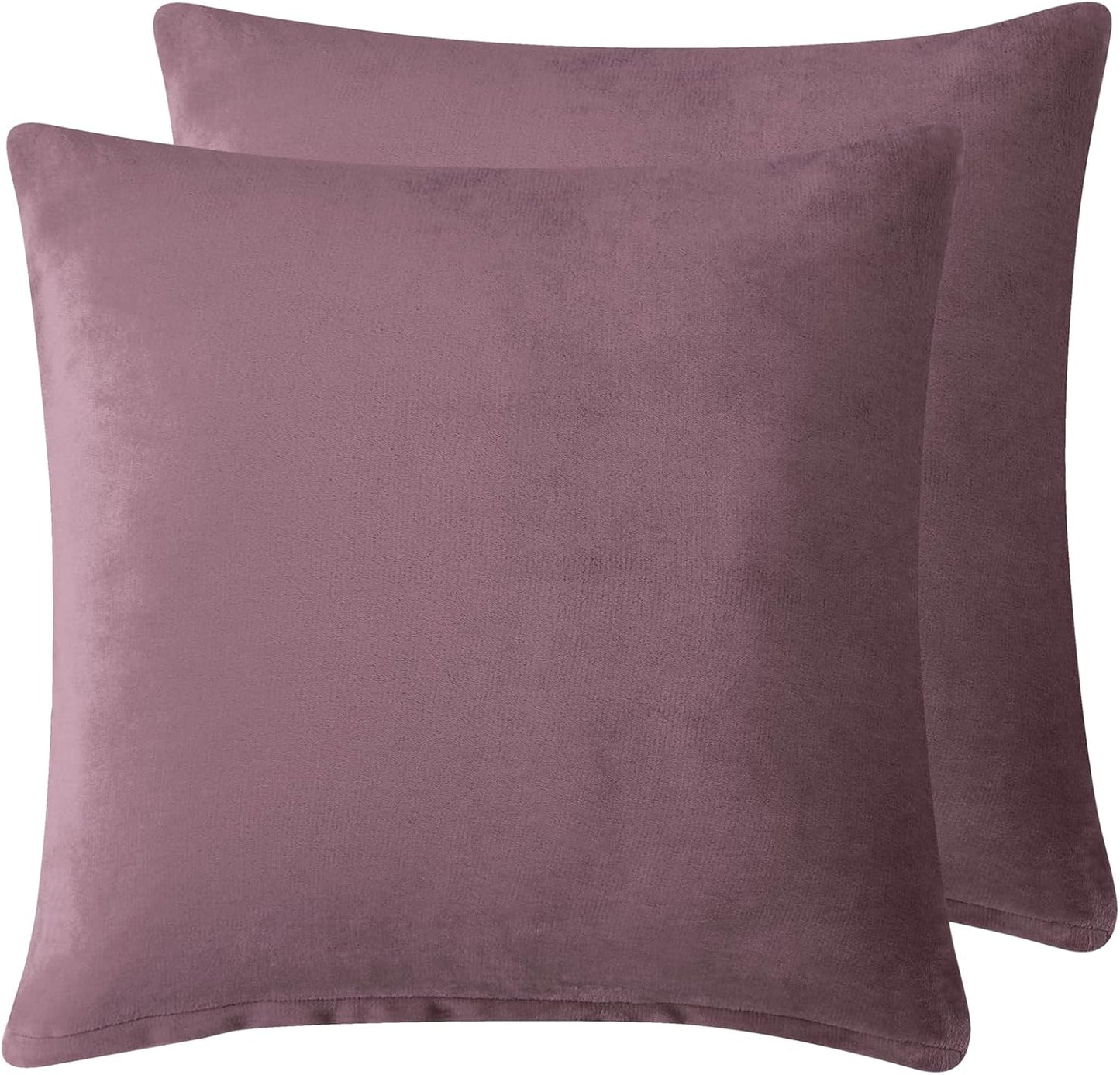 Teddy Sherpa Twin-Pack European Pillowcases - Soft Reversible Velvet & Sherpa Cushion Covers - Machine Washable with Zipper Closure -  65x65cm - Mauve