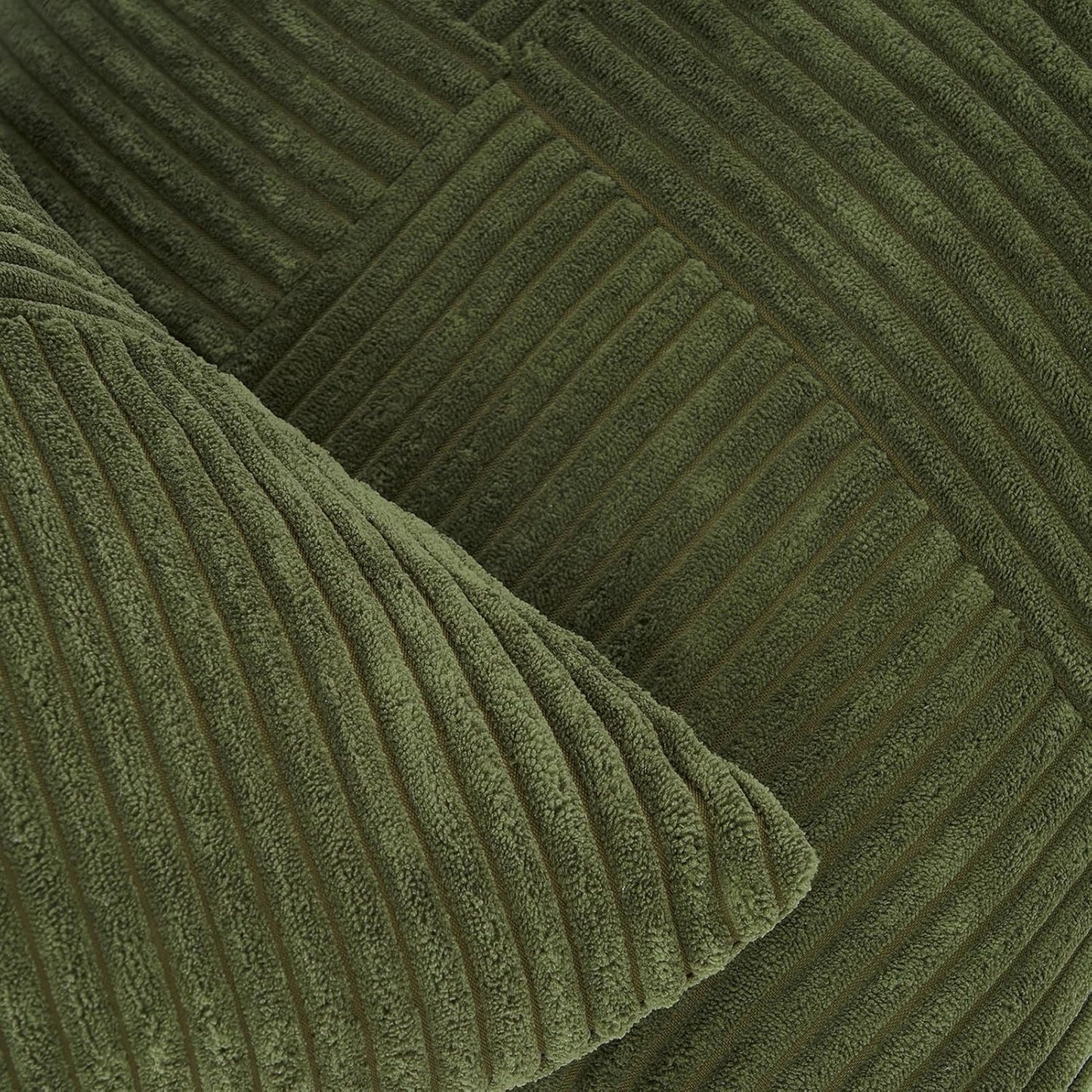 Corduroy Cushion Covers - Soft Velvet Fabric with Windmill-Inspired Pattern and Hidden Zipper Design - Olive Green, 45cm x 45cm (Twin Pack)
