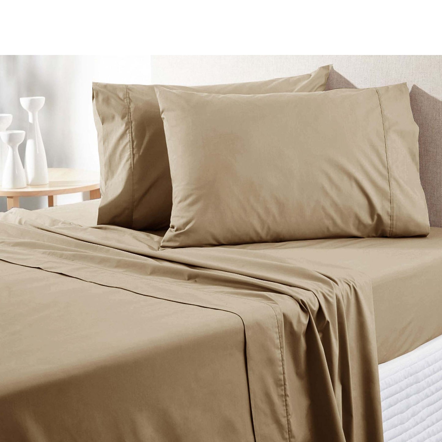 300TC Pure Cotton Sheet Set Queen Latte