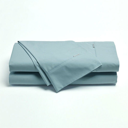 Bianca Heston Cotton Percale Sheet Set Steel Blue Double