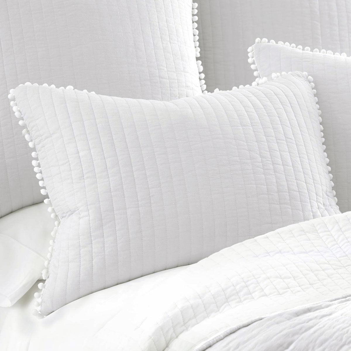 Jenny Mclean Clavo Pompom White 3 Piece 100% Cotton Coverlet Set King