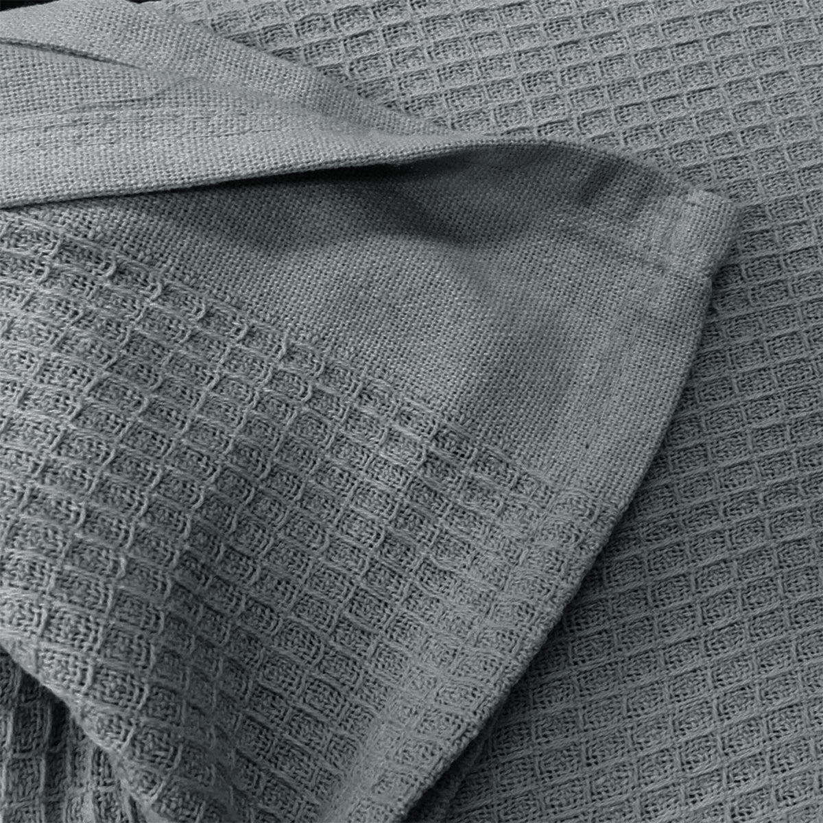 Living @ Home 350gsm 100% Cotton Breathable Waffle Blanket Single 180 x 230 cm White