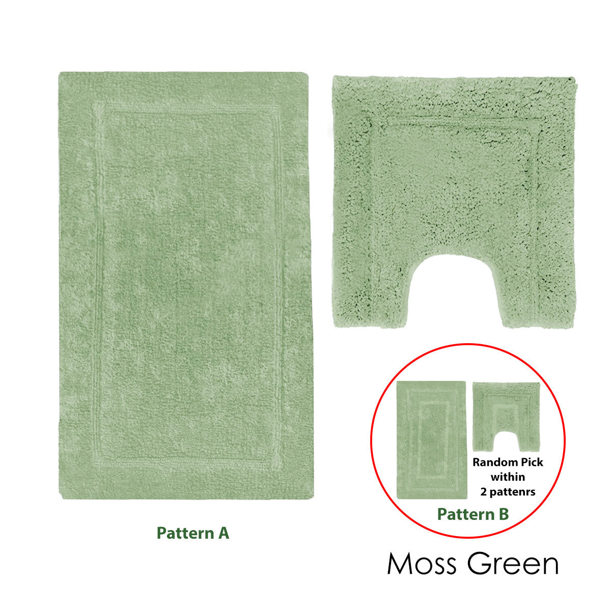 2200GSM 2 Pce Axel 100% Cotton Bath Mat Set Moss Green