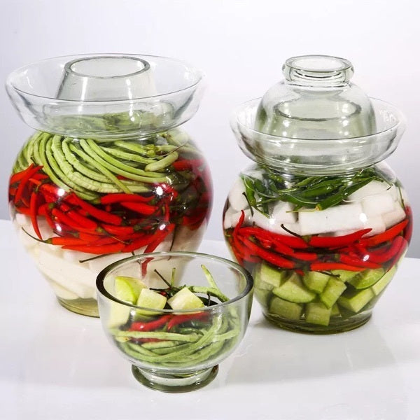 Premium Chinese and Korean Fermentation Pickle Glass Jar Kimchi Sauerkraut Canisters & Jars Small 2.5L