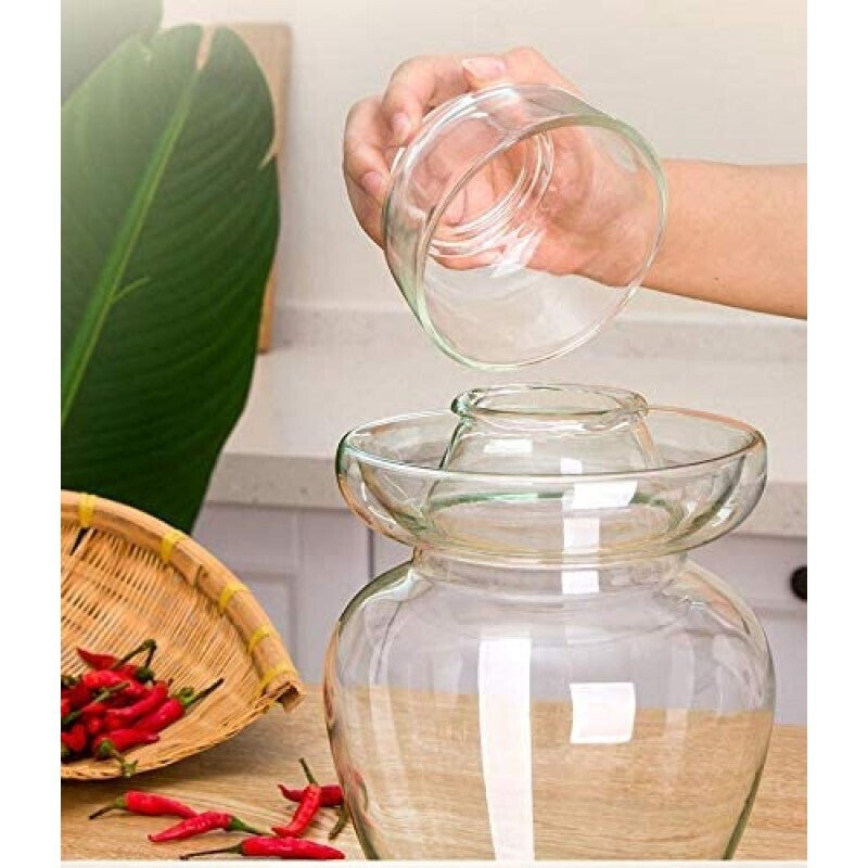 Premium Chinese and Korean Fermentation Pickle Glass Jar Kimchi Sauerkraut Canisters & Jars Large 7.5L
