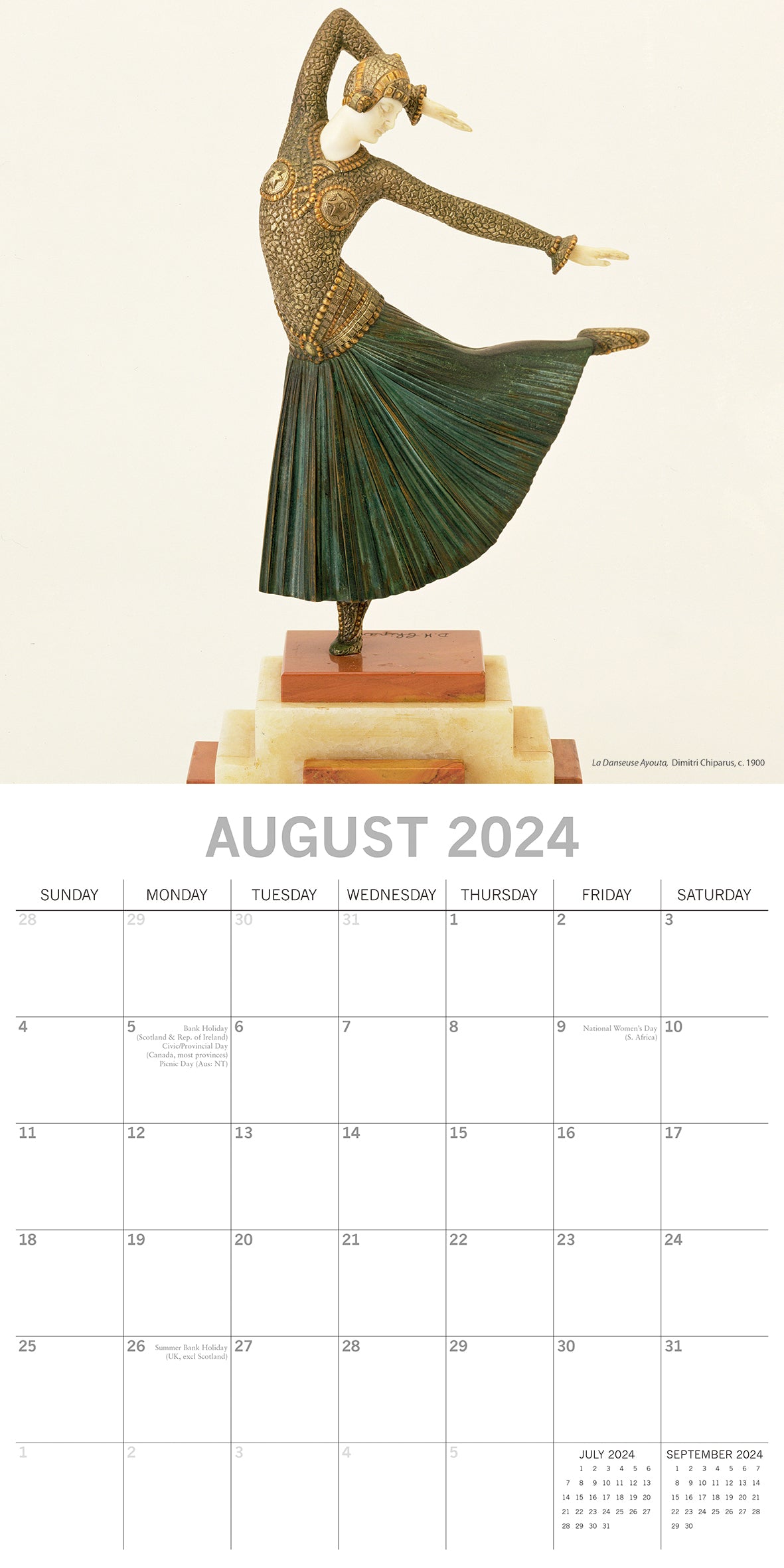 Art Deco 2024 Square Wall Calendar 16 Month Arts Planner Christmas New Year Gift