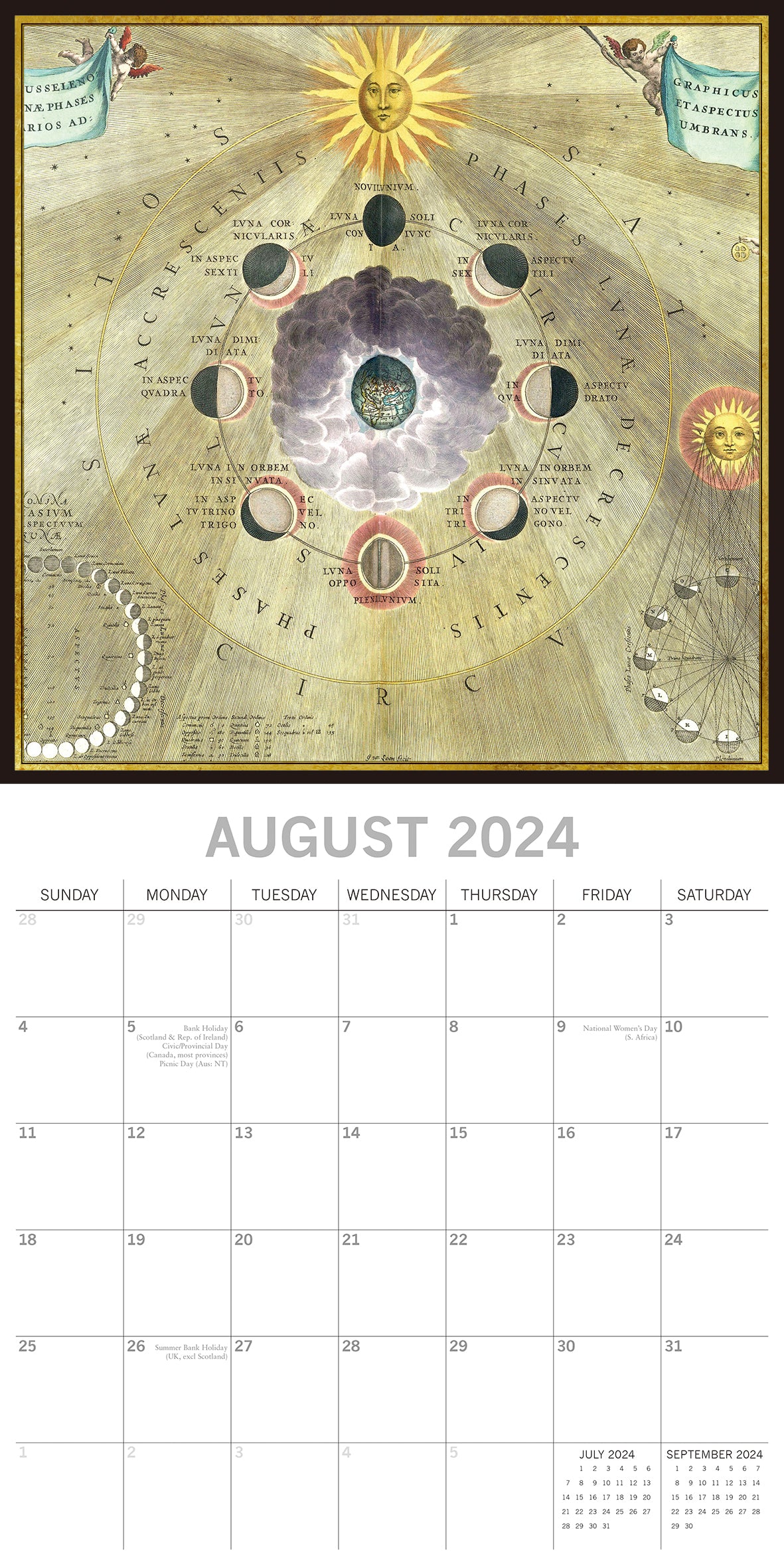 Celestial - 2024 Square Wall Calendar 16 Months Arts Planner Xmas New Year Gift