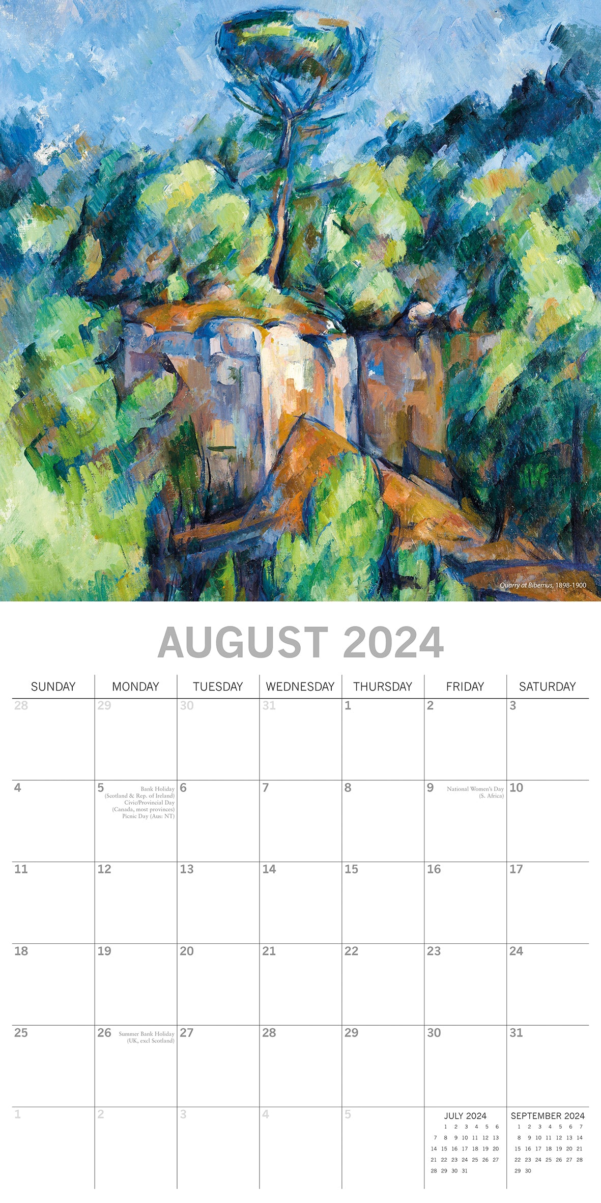 Cezanne 2024 Square Wall Calendar 16 Months Arts Planner Christmas New Year Gift