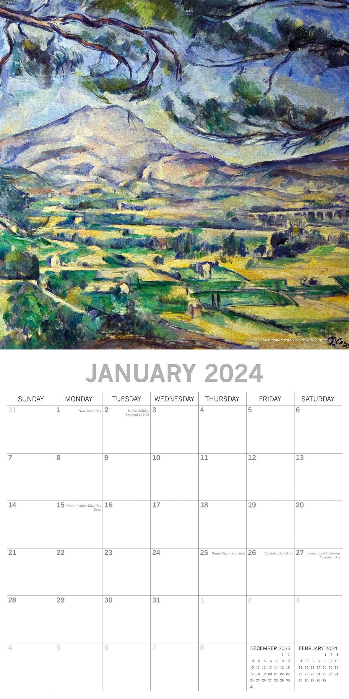 Cezanne 2024 Square Wall Calendar 16 Months Arts Planner Christmas New Year Gift
