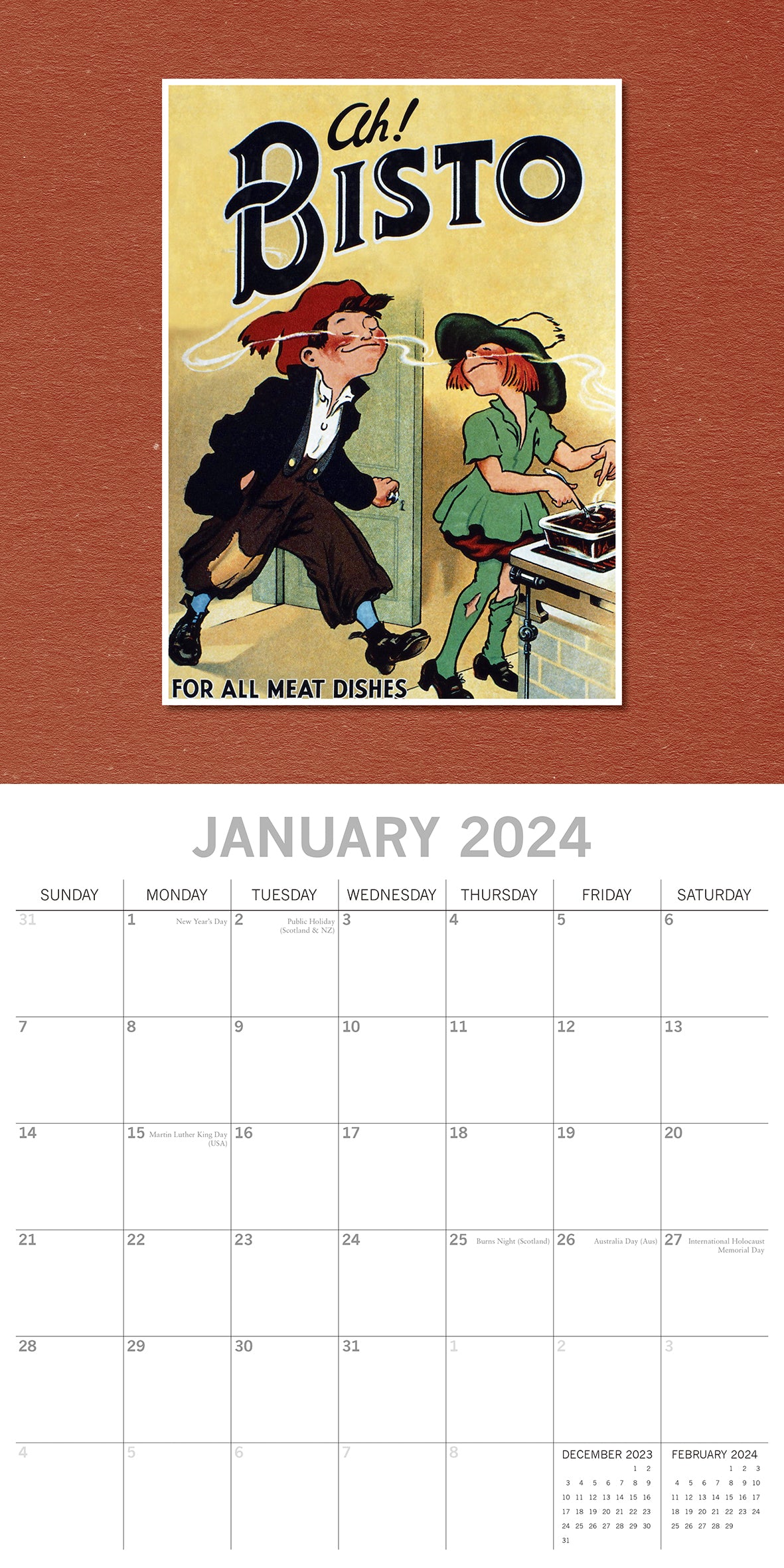 Classic Advertising - 2024 Square Wall Calendar 16 Months Arts Planner New Year
