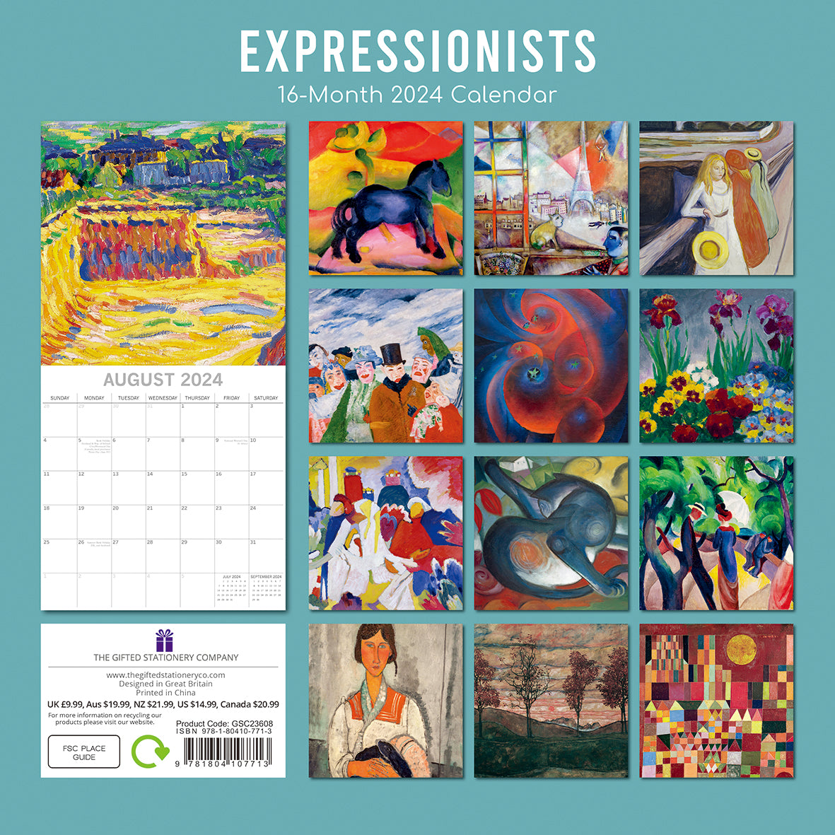 Expressionists - 2024 Square Wall Calendar 16 Months Arts Planner New Year Gift