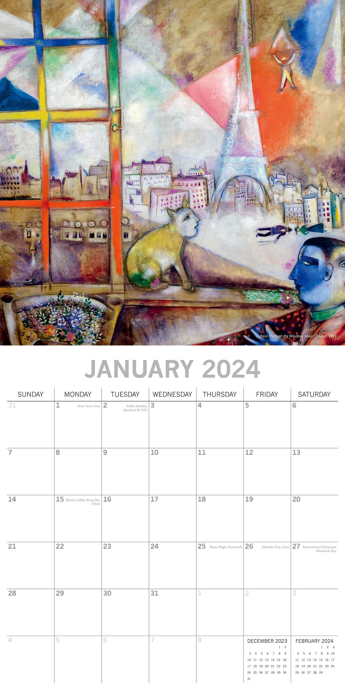 Expressionists - 2024 Square Wall Calendar 16 Months Arts Planner New Year Gift