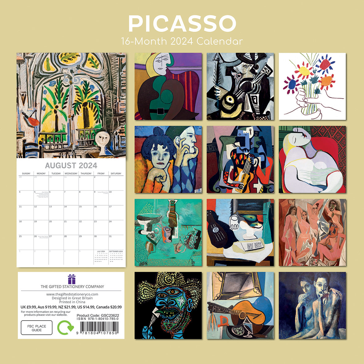 Picasso 2024 Square Wall Calendar 16 Months Arts Planner Christmas New Year Gift