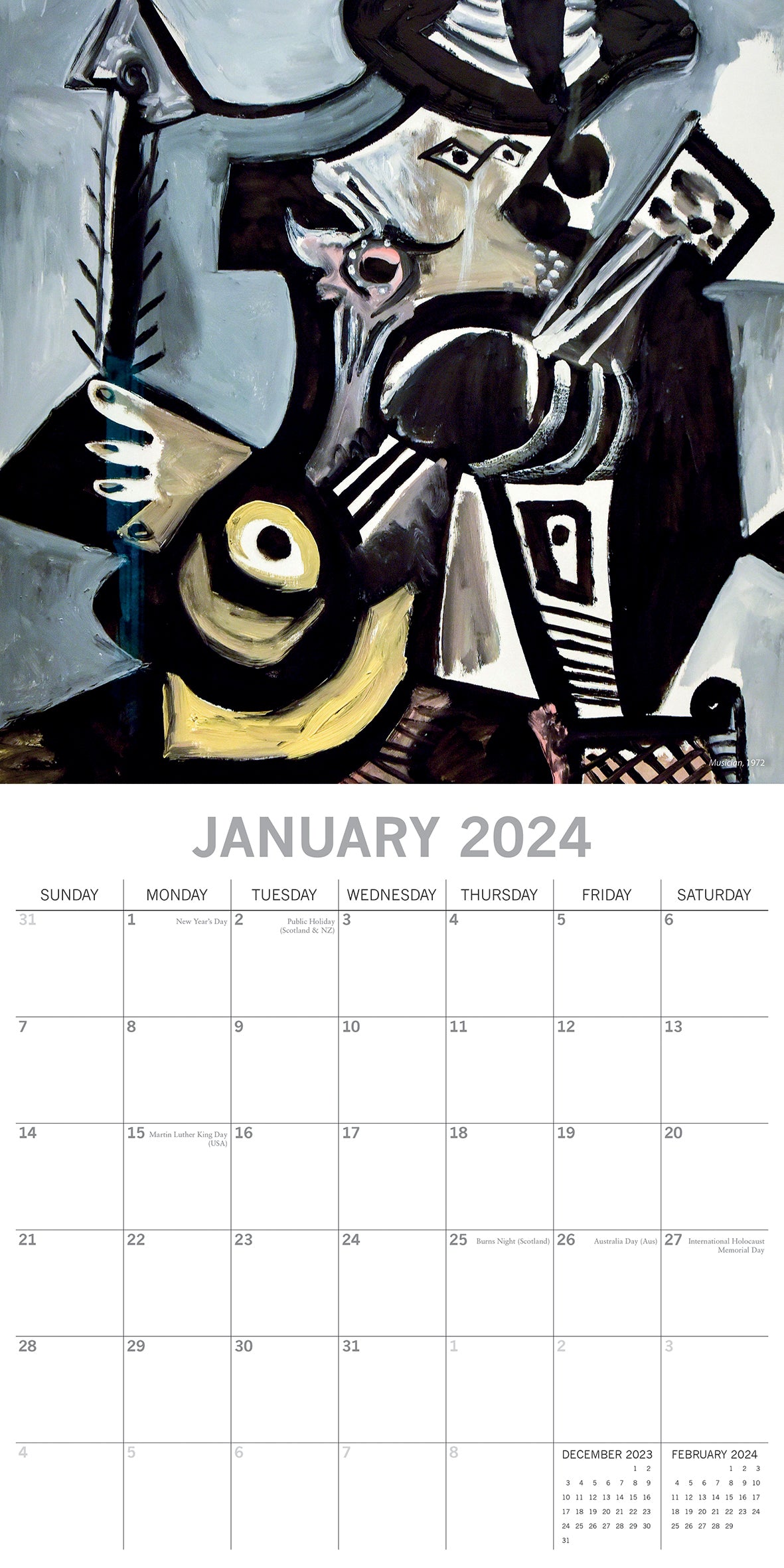 Picasso 2024 Square Wall Calendar 16 Months Arts Planner Christmas New Year Gift
