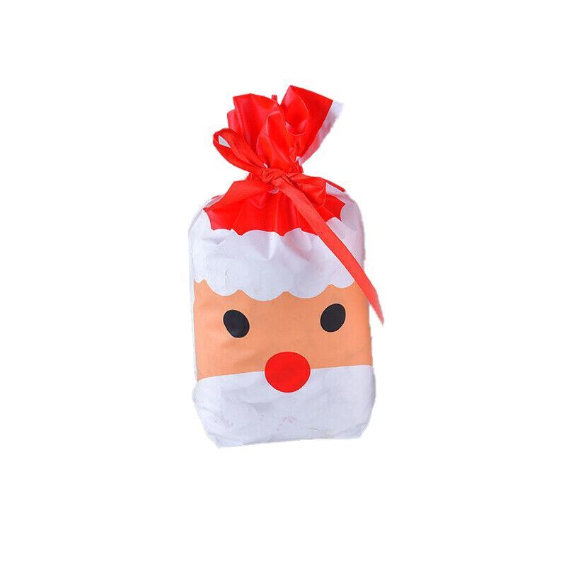 10pcs Christmas Candy Bags Gift Treat Drawstring Pouches Biscuit Cookie Packaging - 10Pcs Bag-Merry Christmas