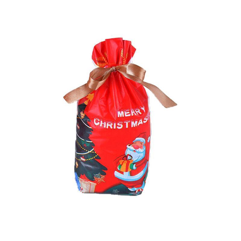 10pcs Christmas Candy Bags Gift Treat Drawstring Pouches Biscuit Cookie Packaging - 10Pcs Bag-White House