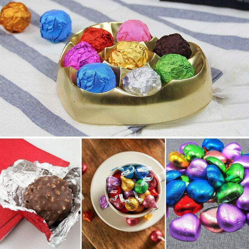 100Pcs Aluminium Foil Chocolate Wrappers 20cm Squares - Purple/Gloss