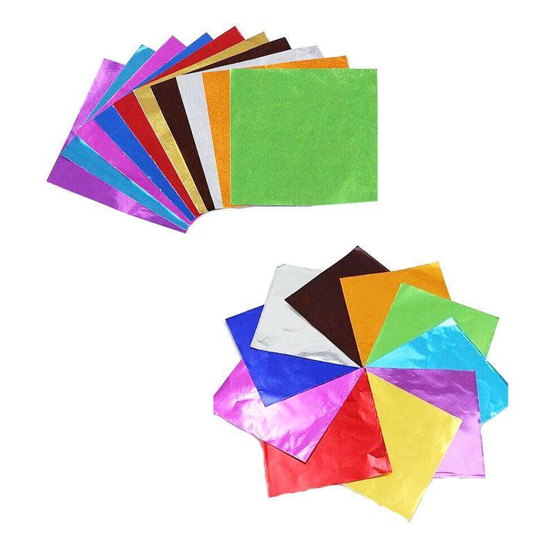 100Pcs Aluminium Foil Chocolate Wrappers 20cm Squares - Blue/Embossed