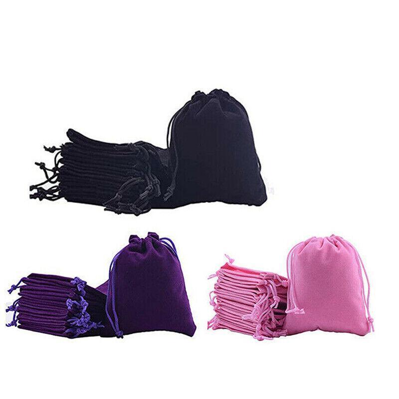 50X Small Velvet Cloth Drawstring Bags Gift Bag Jewelry Ring Pouch Earring Favor 7x9 - Purple