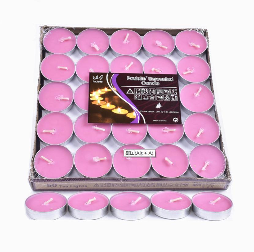Tealight Candles 10 or 50 Pack Unscented Long Burning for Wedding Party Decor - Pink- 2 Hours10PCS