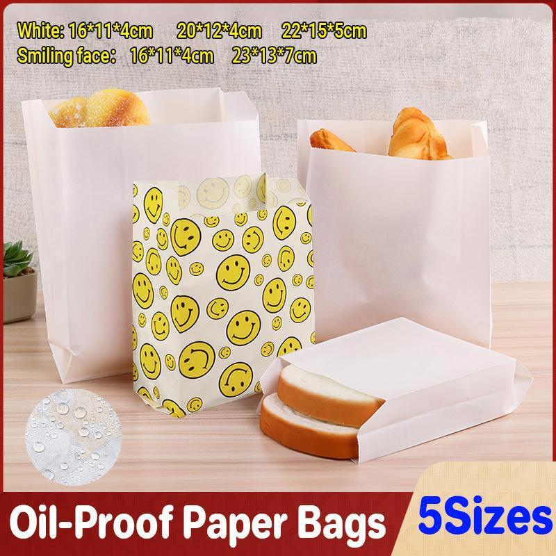 1000PCS Oil-proof Takeaway Paper Bags for Premium Takeout Supply - White-16*11*4cm