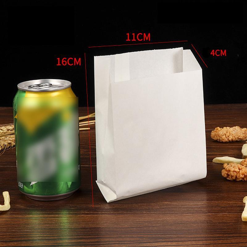 1000PCS Oil-proof Takeaway Paper Bags for Premium Takeout Supply - White-16*11*4cm