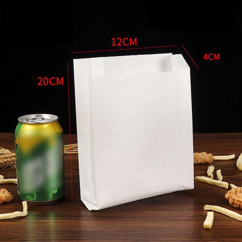 1000PCS Oil-proof Takeaway Paper Bags for Premium Takeout Supply - White-16*11*4cm