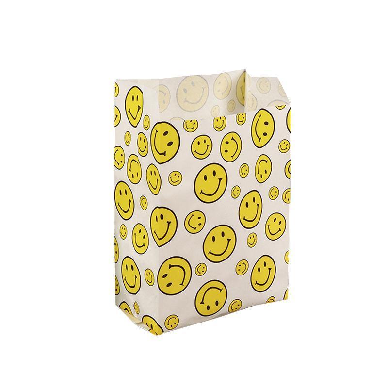 1000PCS Oil-proof Takeaway Paper Bags for Premium Takeout Supply - Smiling faces-23*13*7cm