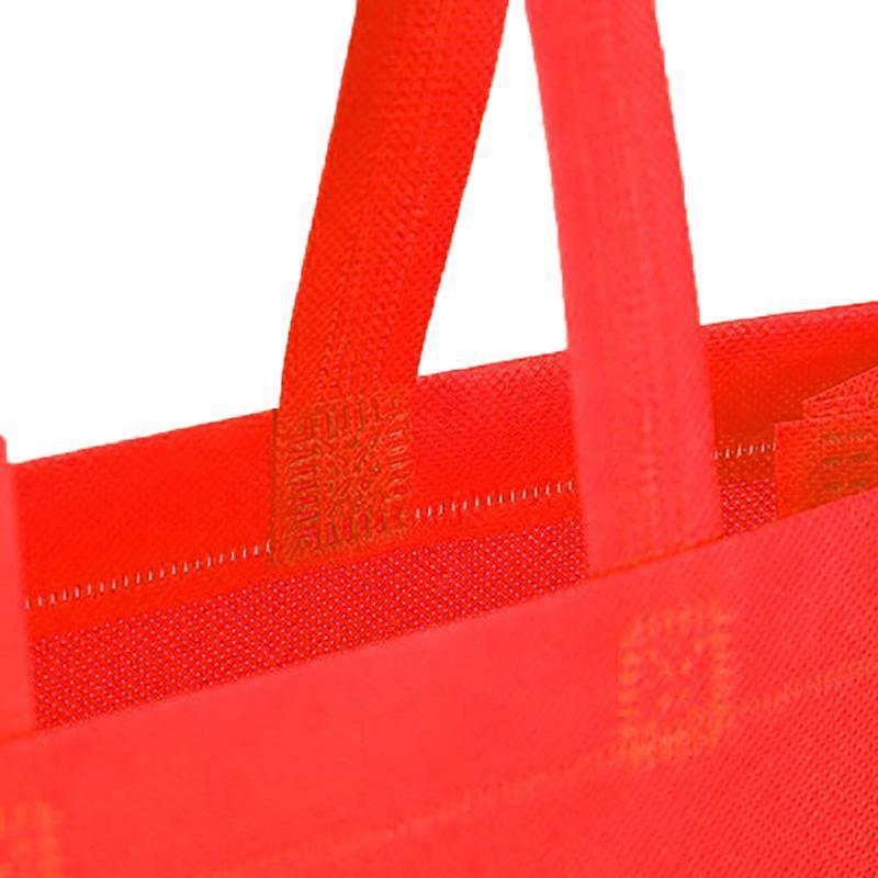 100PCS Reusable Non Woven Shopping Bags Eco Friendly Washable Tote Bags Red - 38X30X10CM