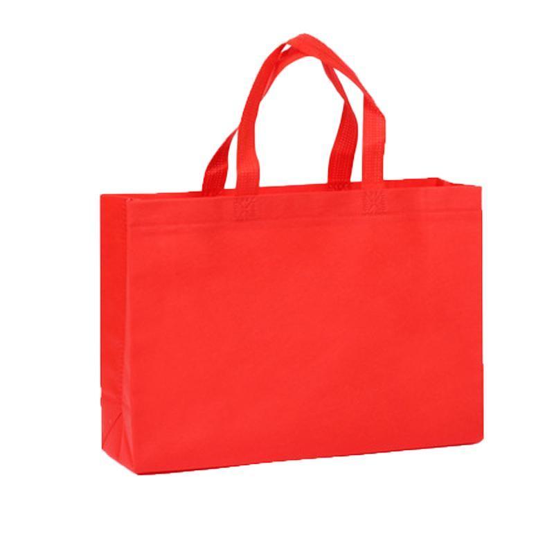 100PCS Reusable Non Woven Shopping Bags Eco Friendly Washable Tote Bags Red - 38X30X10CM