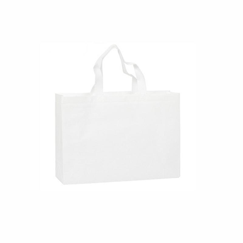 100PCS Reusable Non Woven Shopping Bags Eco Friendly Washable Tote Bags White - 41X35X12CM