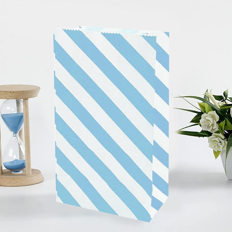 100X Colourful Plaid Kraft Paper Bag Candy Cookie Snack Cake Gift Bags 9X6X18cm - Green