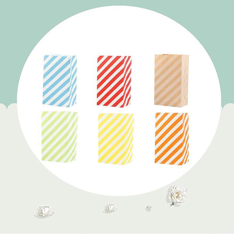 100X Colourful Plaid Kraft Paper Bag Candy Cookie Snack Cake Gift Bags 9X6X18cm - Green