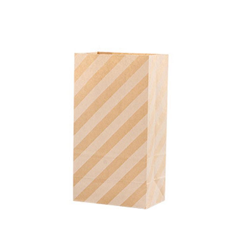 100X Colourful Plaid Kraft Paper Bag Candy Cookie Snack Cake Gift Bags 9X6X18cm - Yellow
