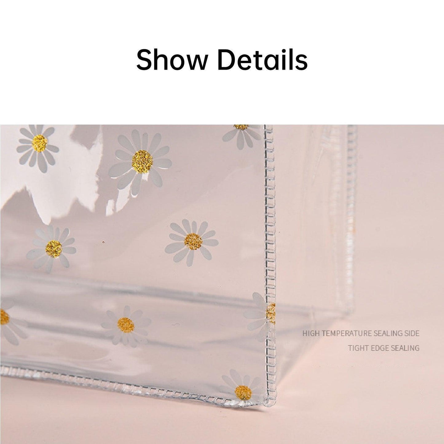 10pcs Small Fresh Transparent PVC Tote Bag Wedding Candy Gift Bag Daisy Design - Red - S