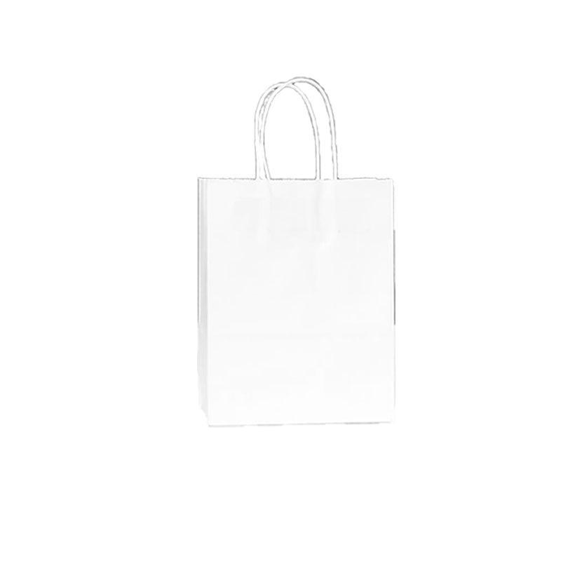 20pcs Small Kraft Paper Gift Bags with Handles for Shopping Party Favour - White