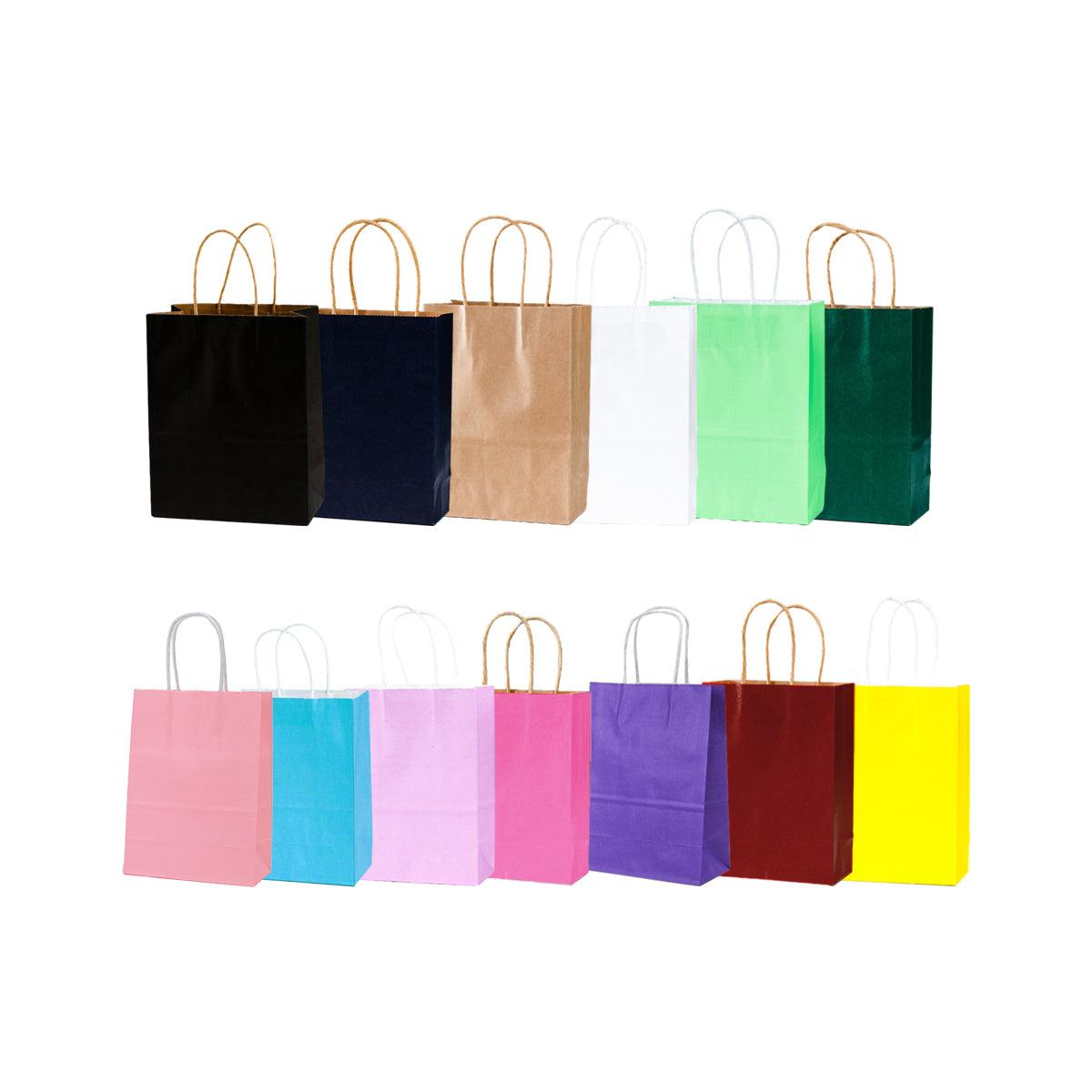 20pcs Small Kraft Paper Gift Bags with Handles for Shopping Party Favour - Yellow