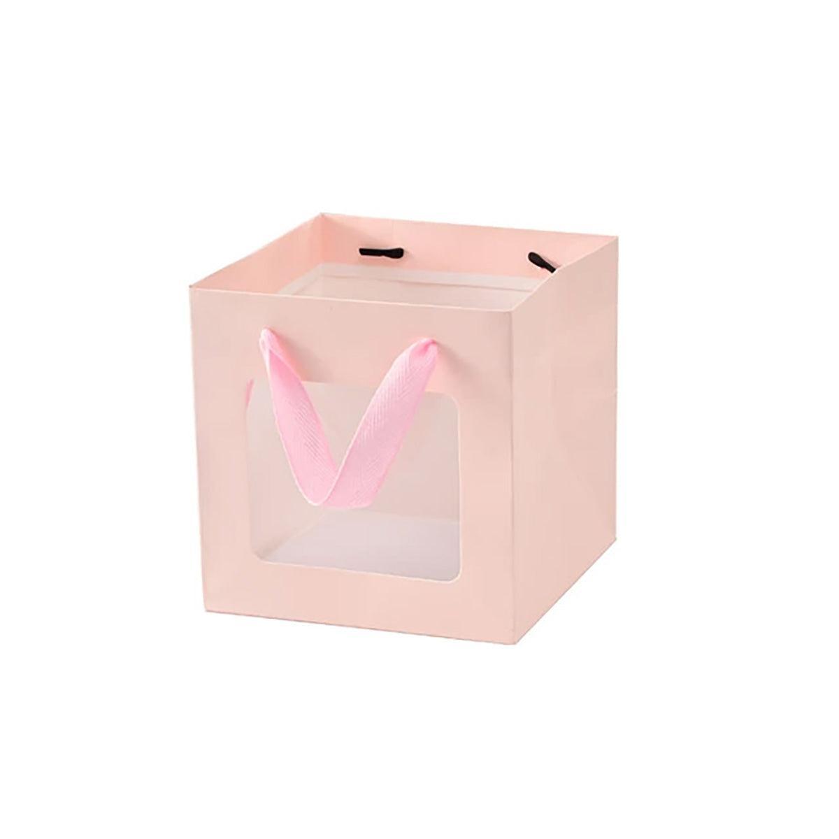 20PCS Open Window for Flower Doll Wedding Gift Transparent Square Packaging Bag - Pink 15-15-15cm