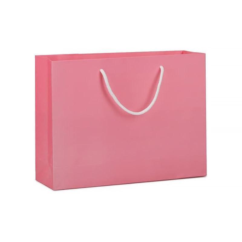 25X Kraft Paper Bags Gift Shopping Bag Carry White Pink Black Bag With Handles - Black-10-12-6