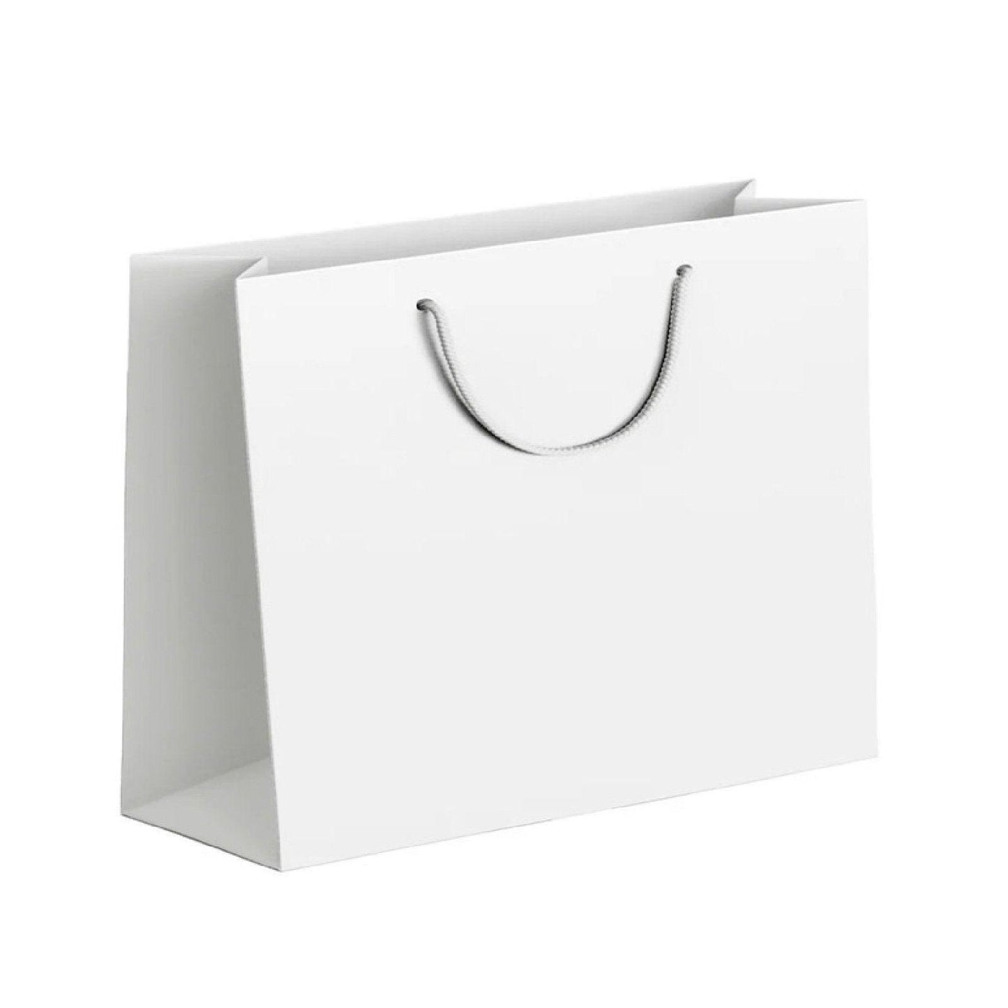 25X Kraft Paper Bags Gift Shopping Bag Carry White Pink Black Bag With Handles - White-10-12-6