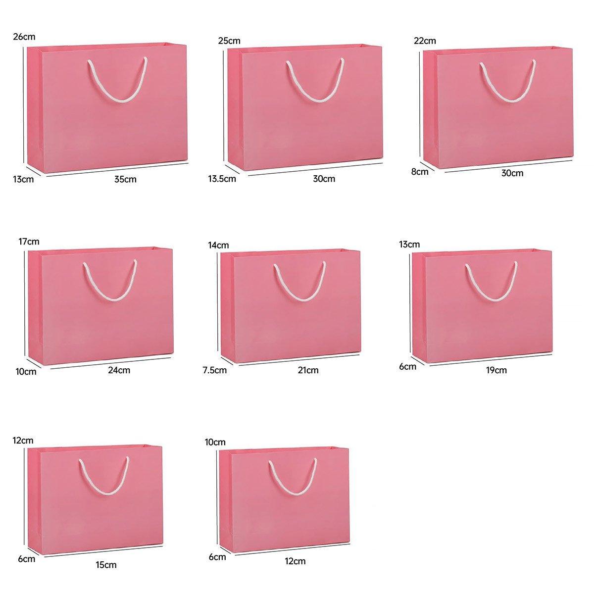 25X Kraft Paper Bags Gift Shopping Bag Carry White Pink Black Bag With Handles - Black-17-24-10