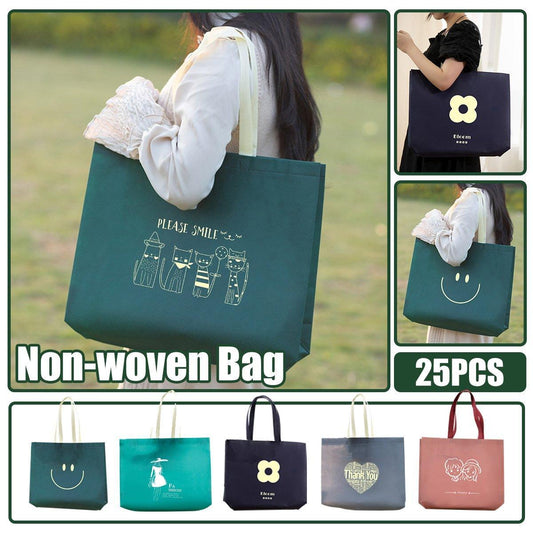 25PCS Fashionable Non-Woven Fabric Tote Eco Friendly Bag Reusable Shopping Bag - Smile 35*45*12cm