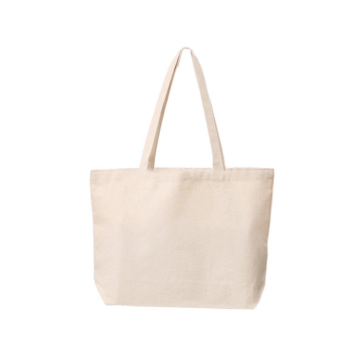 5PCS Canvas Tote Bag Cotton Blank DIY Shopping Shoulder Bags - Natural 25*30cm