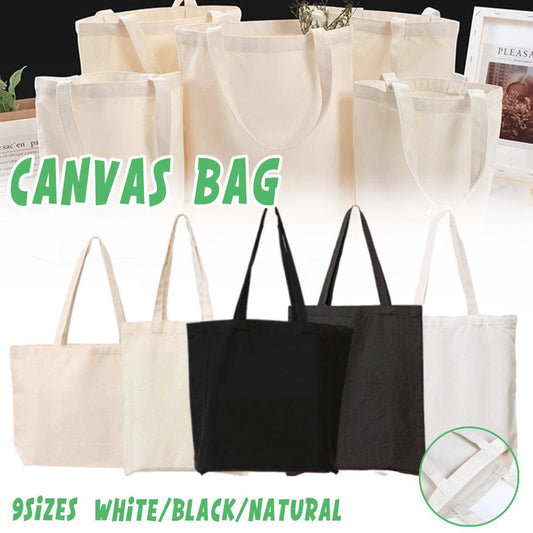 5PCS Canvas Tote Bag Cotton Blank DIY Shopping Shoulder Bags - White 30*35cm