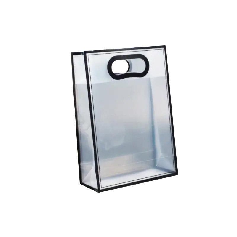 25pcs Transparent PVC Handbag for Wedding Festival Candy Gift Packaging Bag - Black-26*18*8cm
