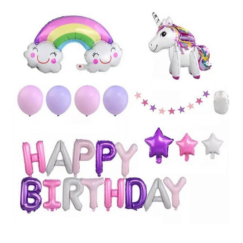 45-50 Pcs Happy Birthday 3D Unicorn Decoration Balloons Diy Decor Party Set - 05