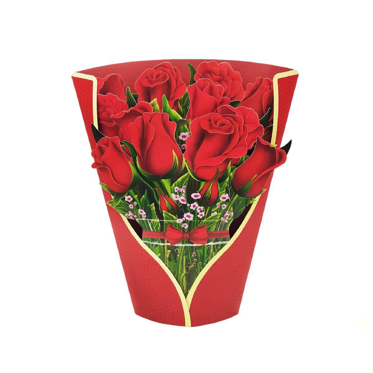 New Style 3D Pop Up Cards Paper Flower Bouquet Greeting Card for All Occasions - Blue Lily