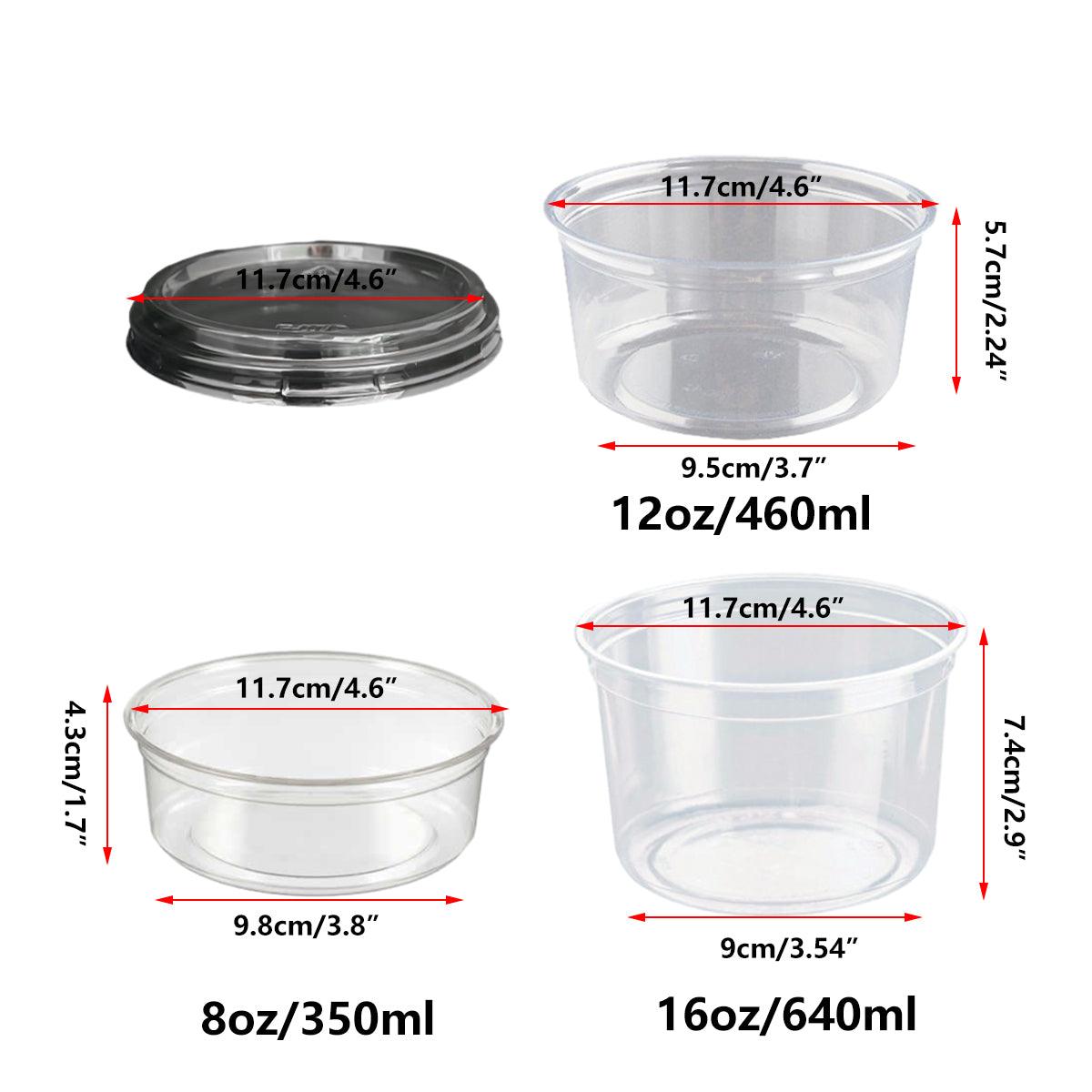 100PCS Transparent Packing Box With Cover Plastic Dessert Bowl Food Container - 16oz Bowl
